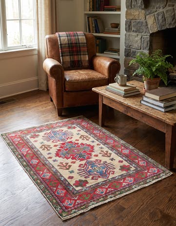 2' 7 x 3' 9 Hand Knotted Kazak Rug