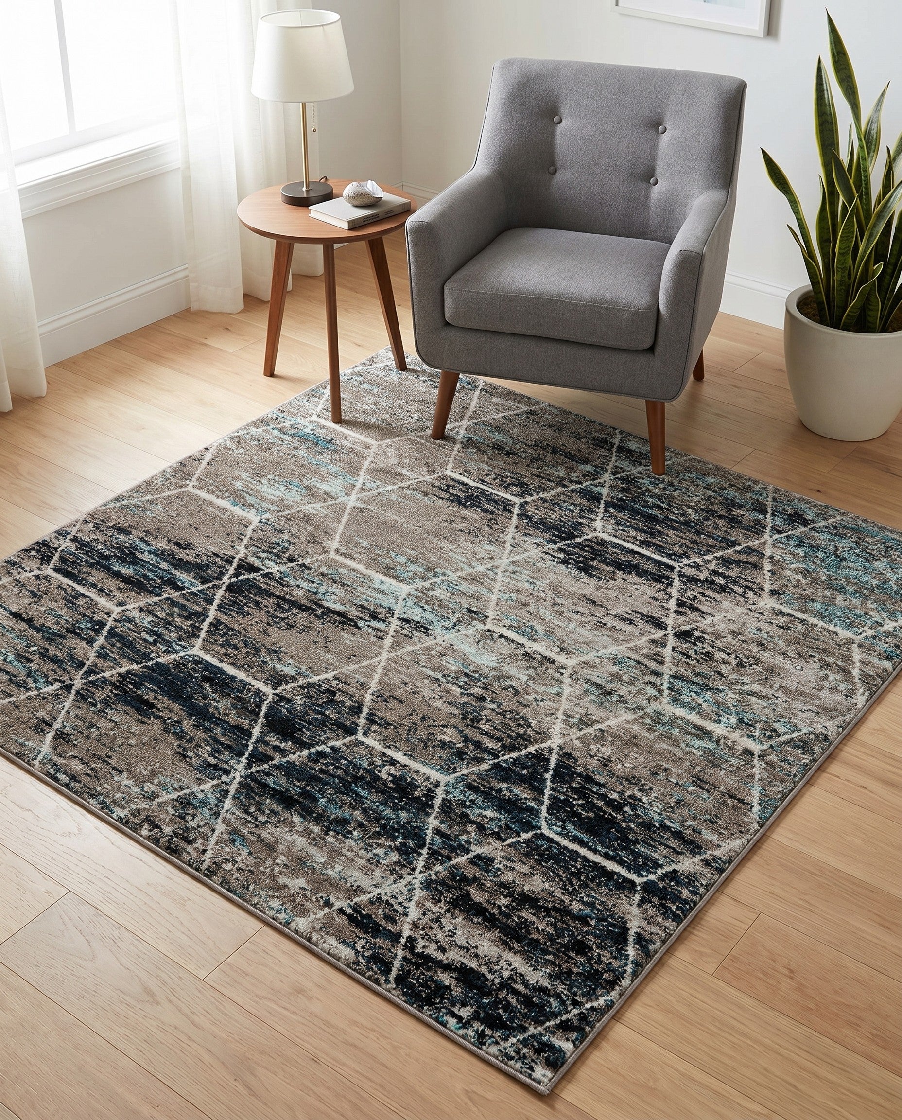 5' 3 x 5' 3 Trellis Frieze Square Rug