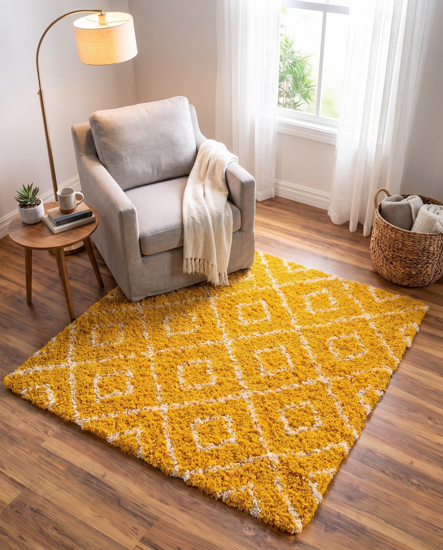 4' x 4' Lattice Shag Square Rug