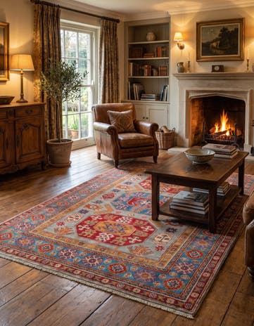 4' x 6' 2 Hand Knotted Kazak Rug