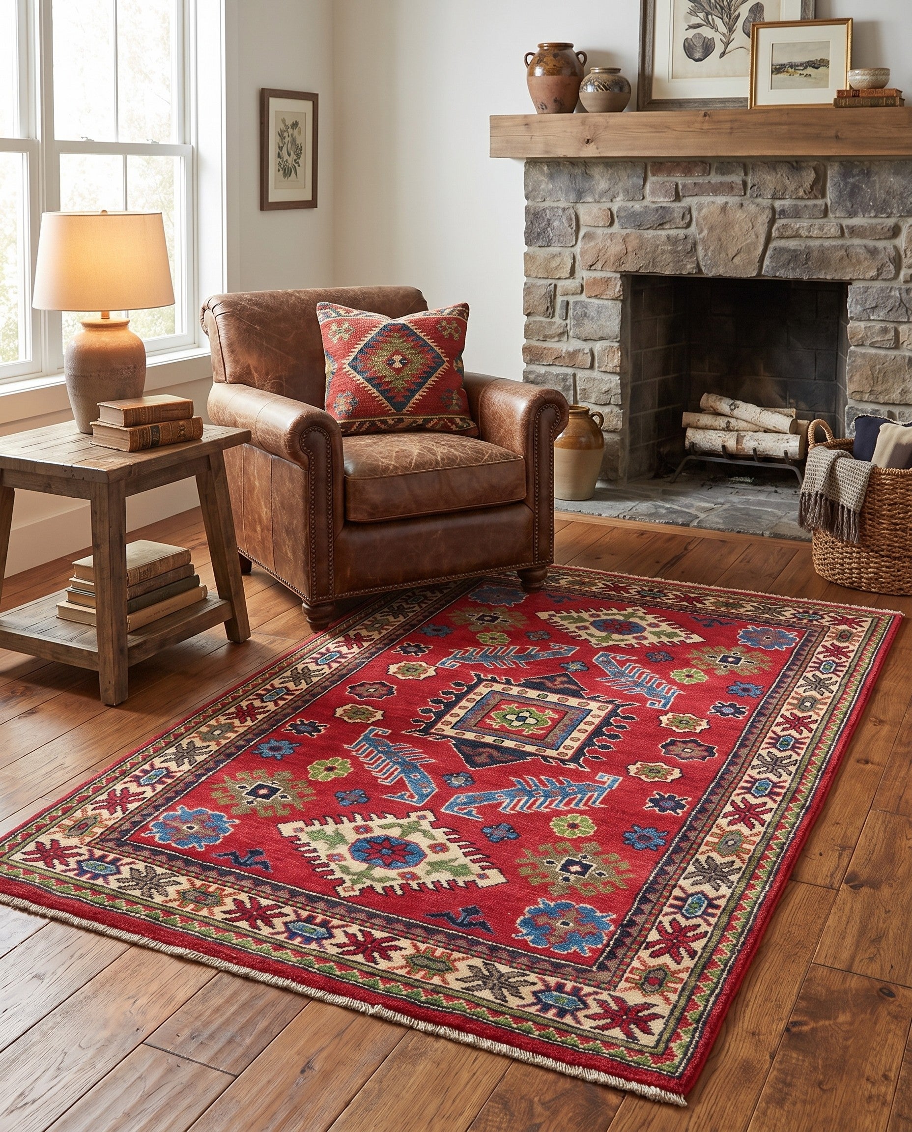 3' 3 x 4' 11 Hand Knotted Kazak Rug