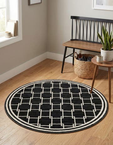 Jill Zarin Black Metropolitan Uptown Round Rug
