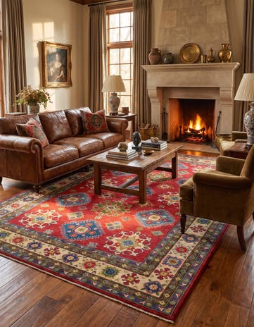 6' 8 x 9' 9 Hand Knotted Kazak Rug