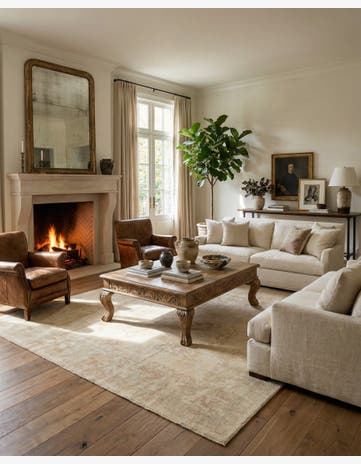 8' 5 x 9' 9 Hand Knotted Oushak Wool Rug