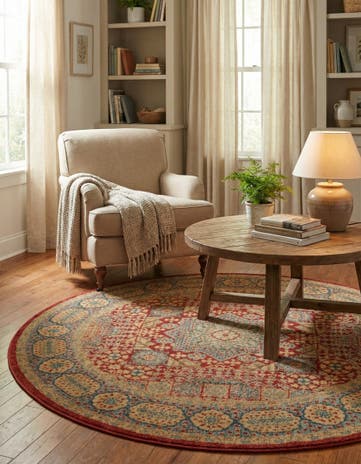 Red Amina Round Rug