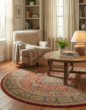 Red Amina Round Rug