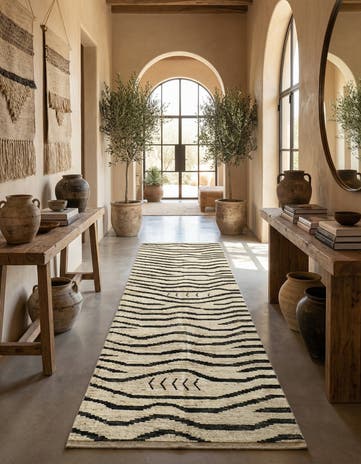5' 1 x 13' 8 Hand Knotted Moroccan Wool Runner Rug