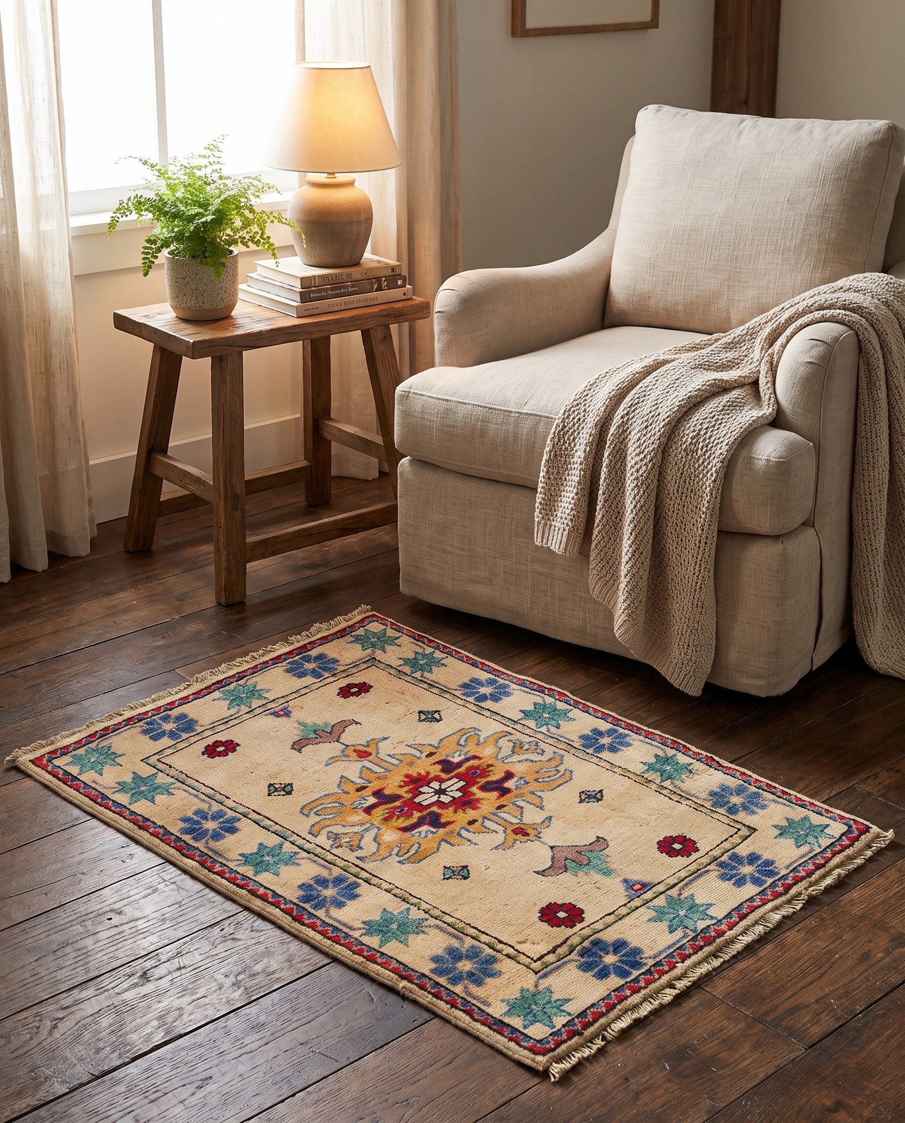 2' x 2' 11 Hand Knotted Kazak Rug