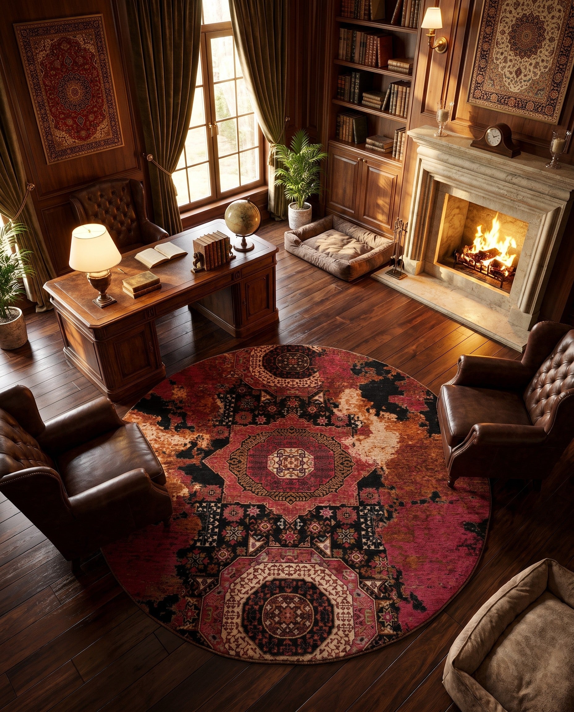 7' 5 x 7' 6 Hand Knotted Mamluk Ziegler Round Rug