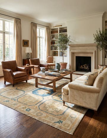 8' 1 x 9' 10 Hand Knotted Oushak Wool Rug