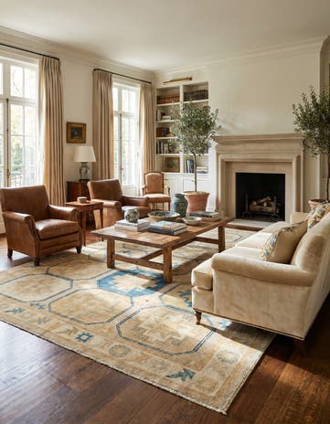 8' 1 x 9' 10 Hand Knotted Oushak Wool Rug