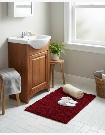 Cherry Red Solid Shag Rug