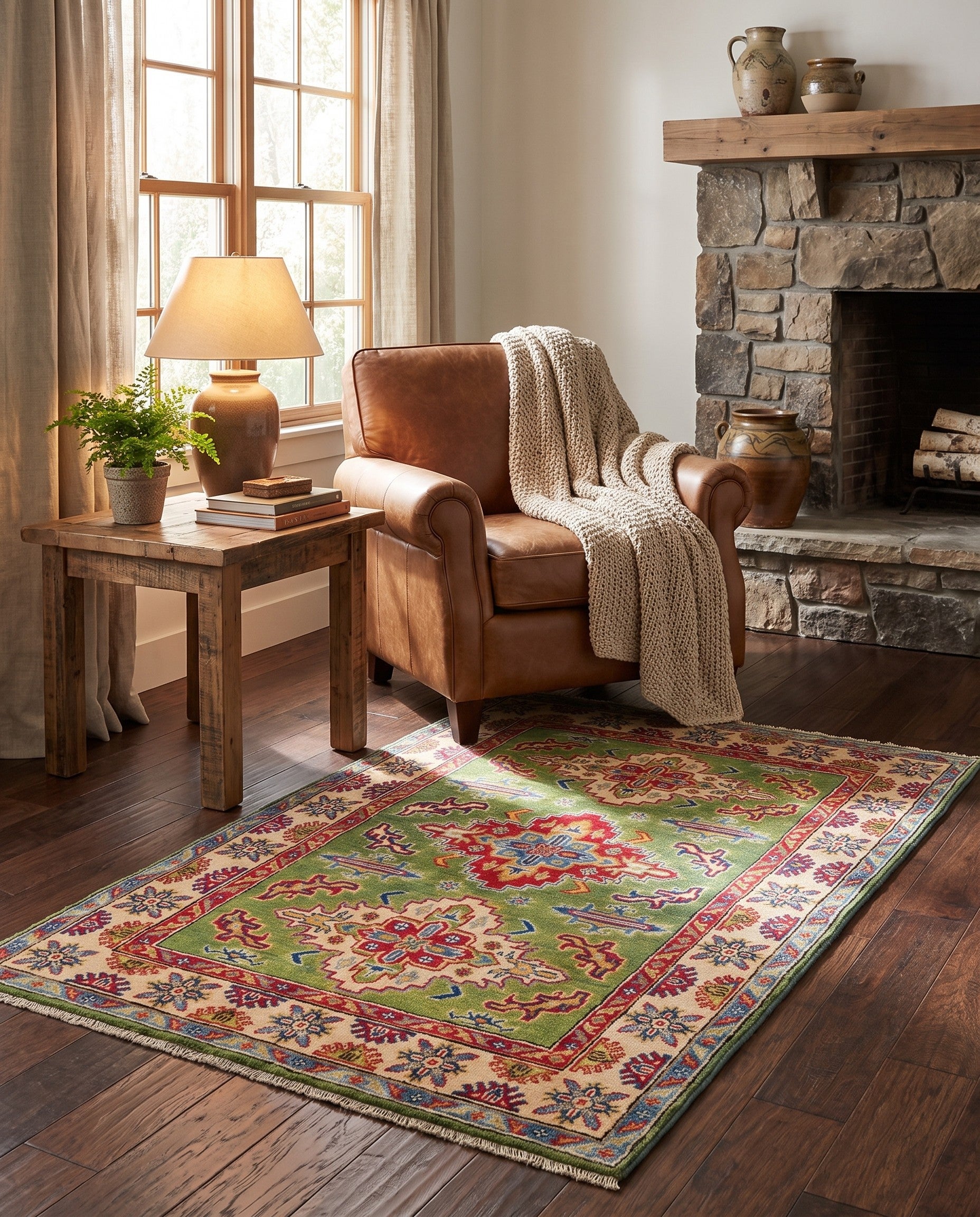 3' 3 x 4' 11 Hand Knotted Kazak Rug