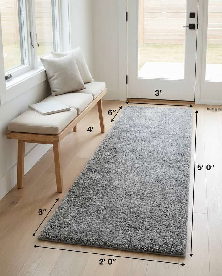 2' x 5' Solid Shag Runner Rug