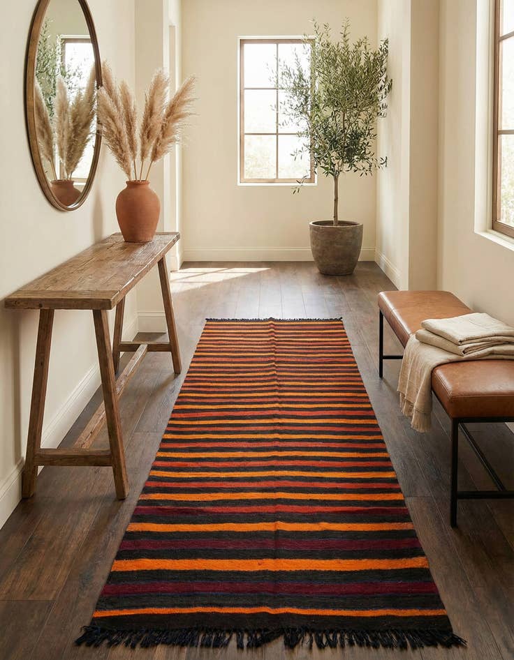 Detail image of 4' 6 x 9' 6 Hand Knotted Moroccan Wool Runner Rug