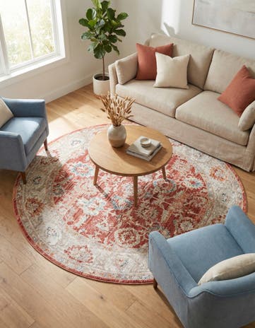 Red Noble Round Rug