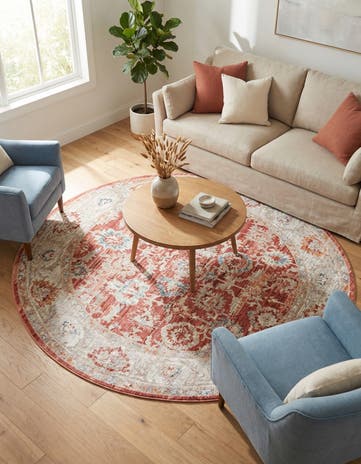 Red Noble Round Rug