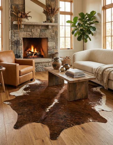 6' 3 x 6' 8 Cowhide Leather Square Rug