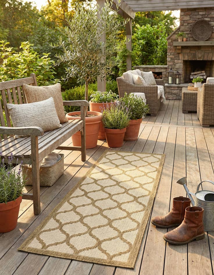 Detail image of 2' 2 x 6' Washable Lattice Indoor / Outdoor Runner Rug