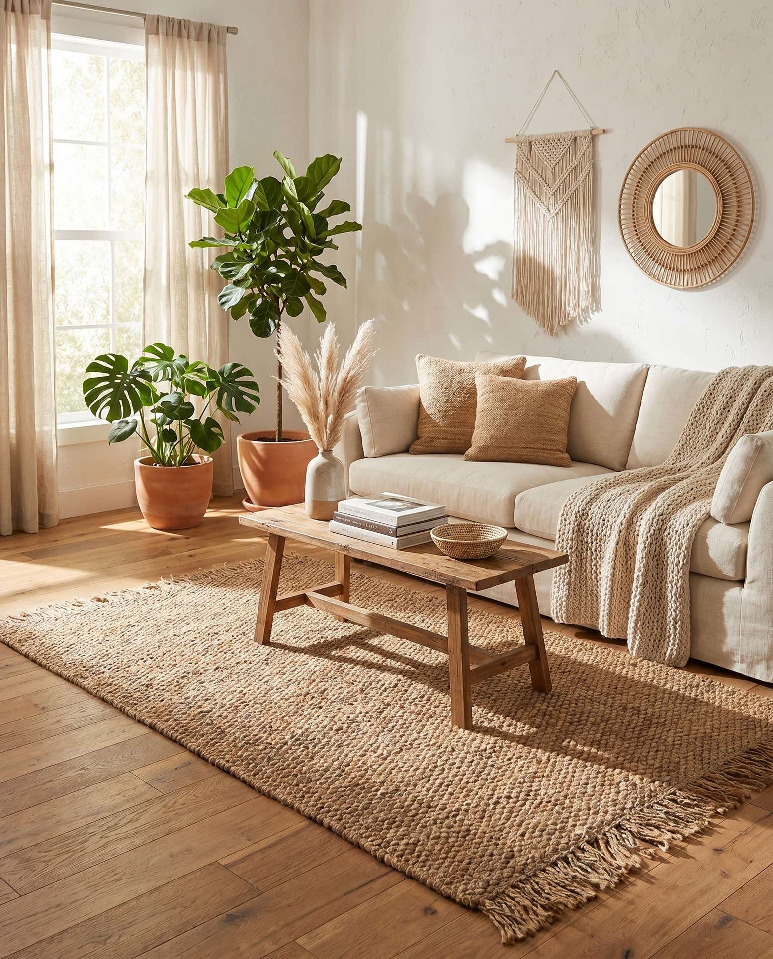 4' 1 x 6' 1 Hand Woven Chunky Jute Rug