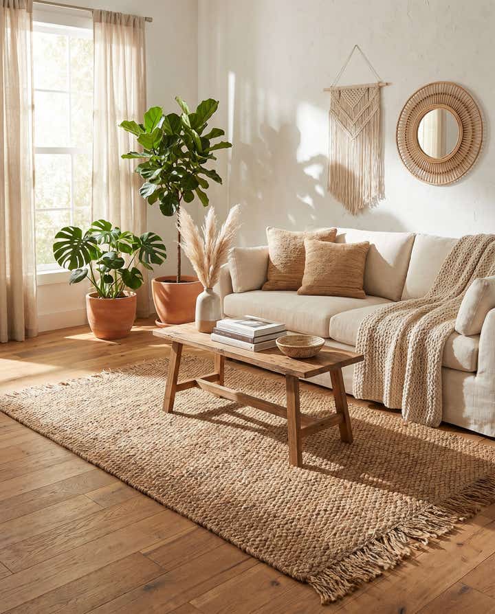 4' 1 x 6' 1 Hand Woven Chunky Jute Rug