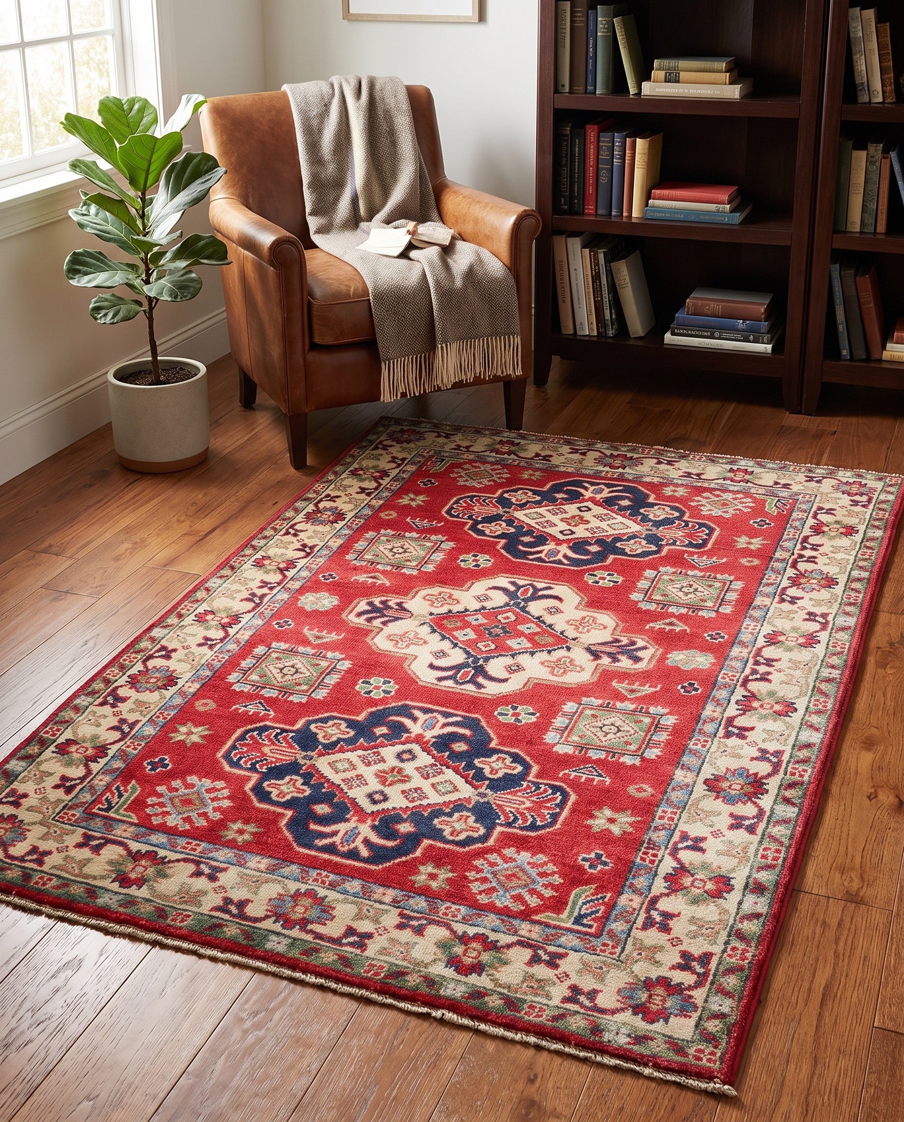 3' 2 x 4' 11 Hand Knotted Kazak Rug