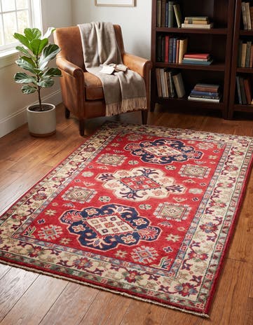 3' 2 x 4' 11 Hand Knotted Kazak Rug