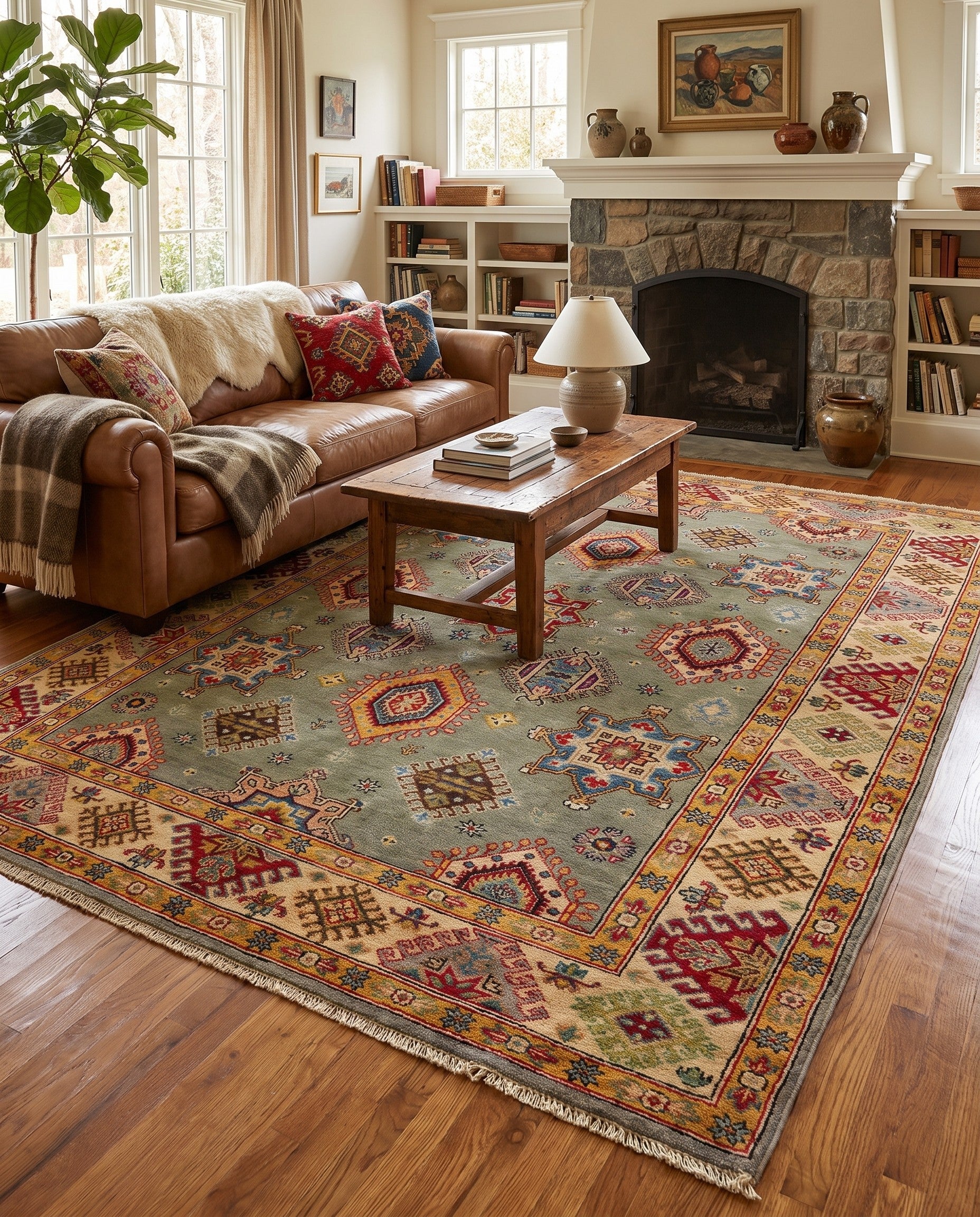 5' 8 x 8' 1 Hand Knotted Kazak Rug
