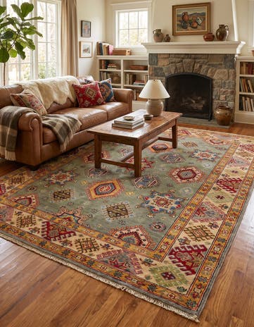 5' 8 x 8' 1 Hand Knotted Kazak Rug
