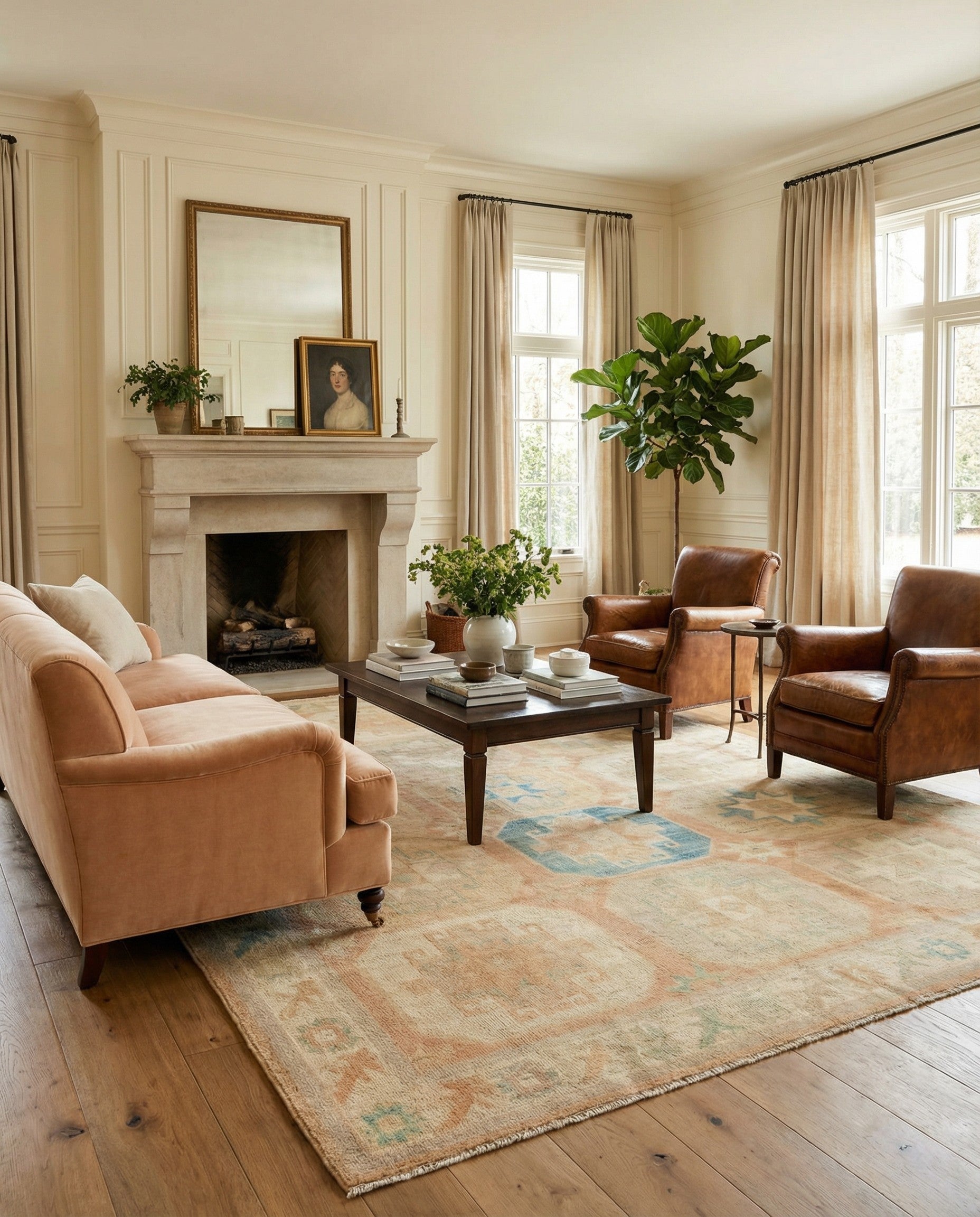 7' 11 x 9' 11 Hand Knotted Oushak Wool Rug