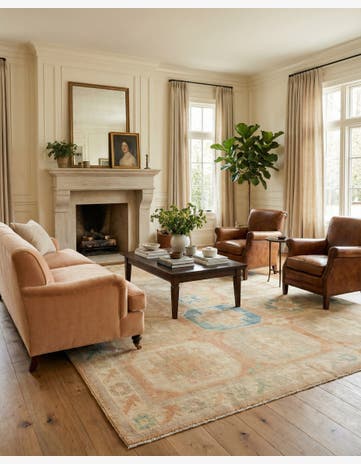 7' 11 x 9' 11 Hand Knotted Oushak Wool Rug