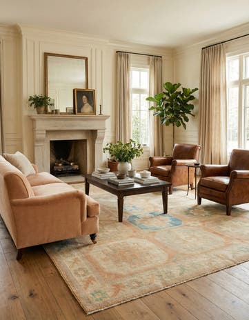 7' 11 x 9' 11 Hand Knotted Oushak Wool Rug