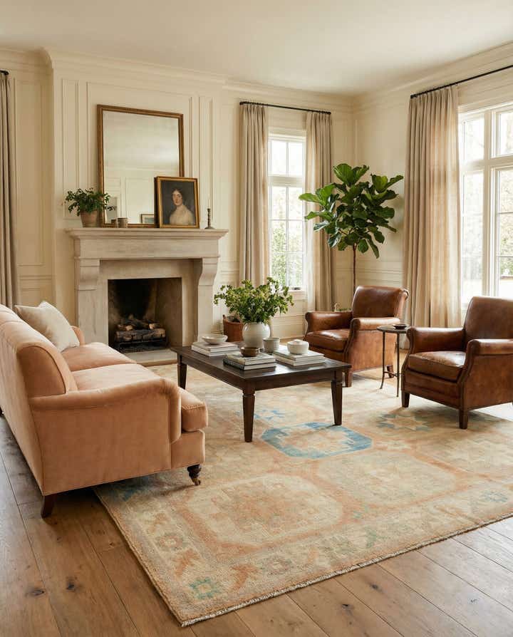 7' 11 x 9' 11 Hand Knotted Oushak Wool Rug