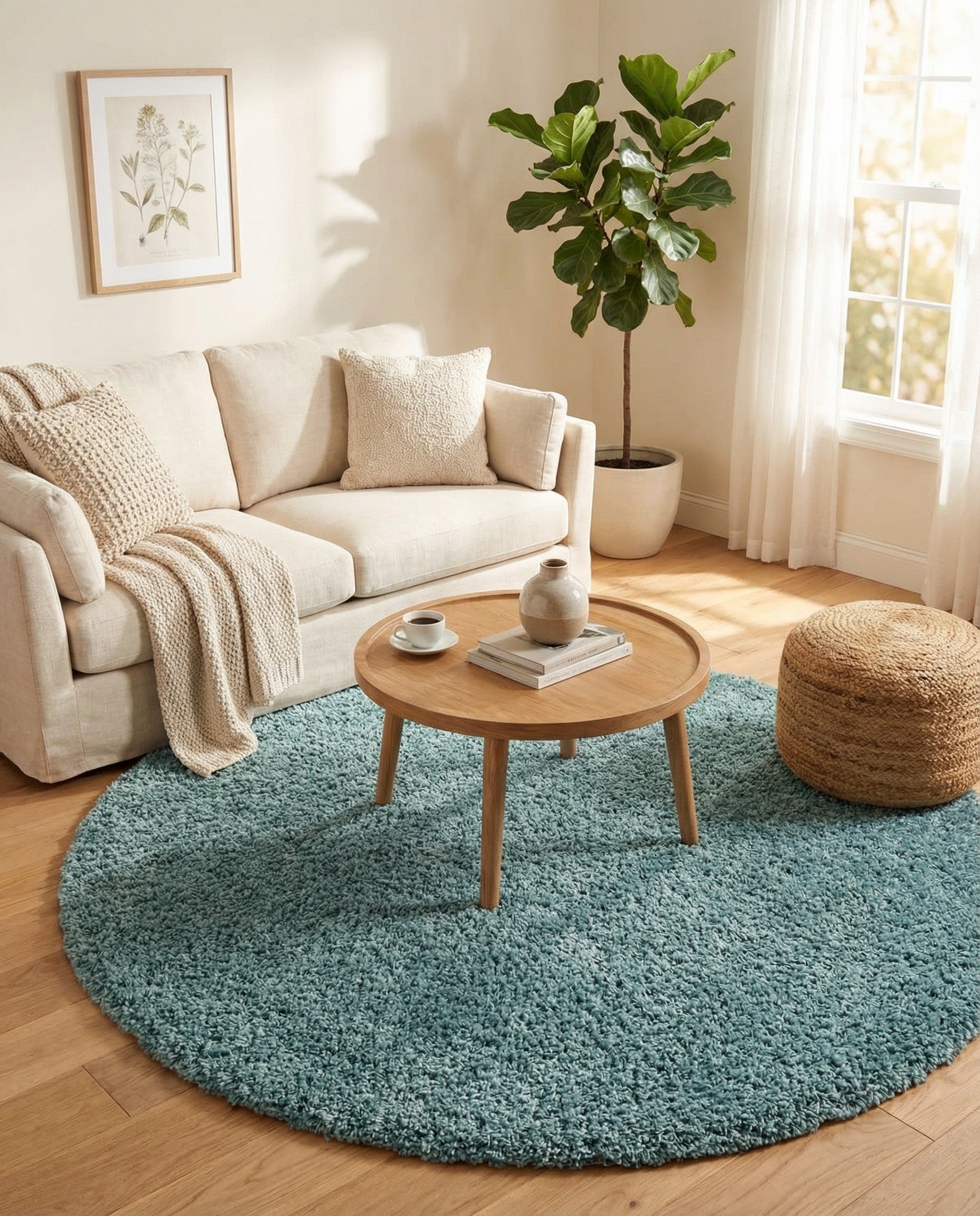 Primary image 7' 10 x 7' 10 Solid Shag Round Rug