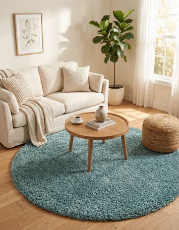 7' 10 x 7' 10 Solid Shag Round Rug