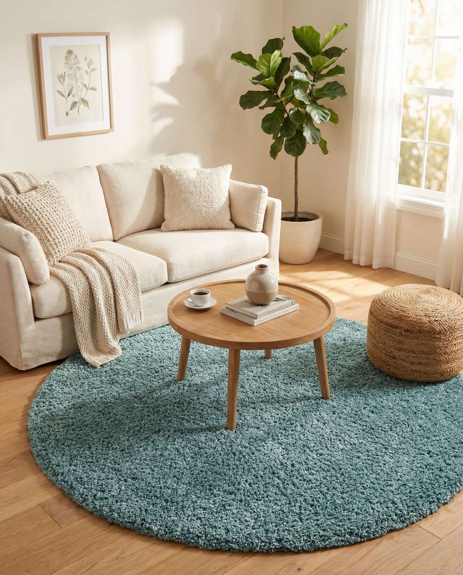 7' 10 x 7' 10 Solid Shag Round Rug