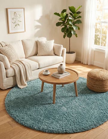 7' 10 x 7' 10 Solid Shag Round Rug