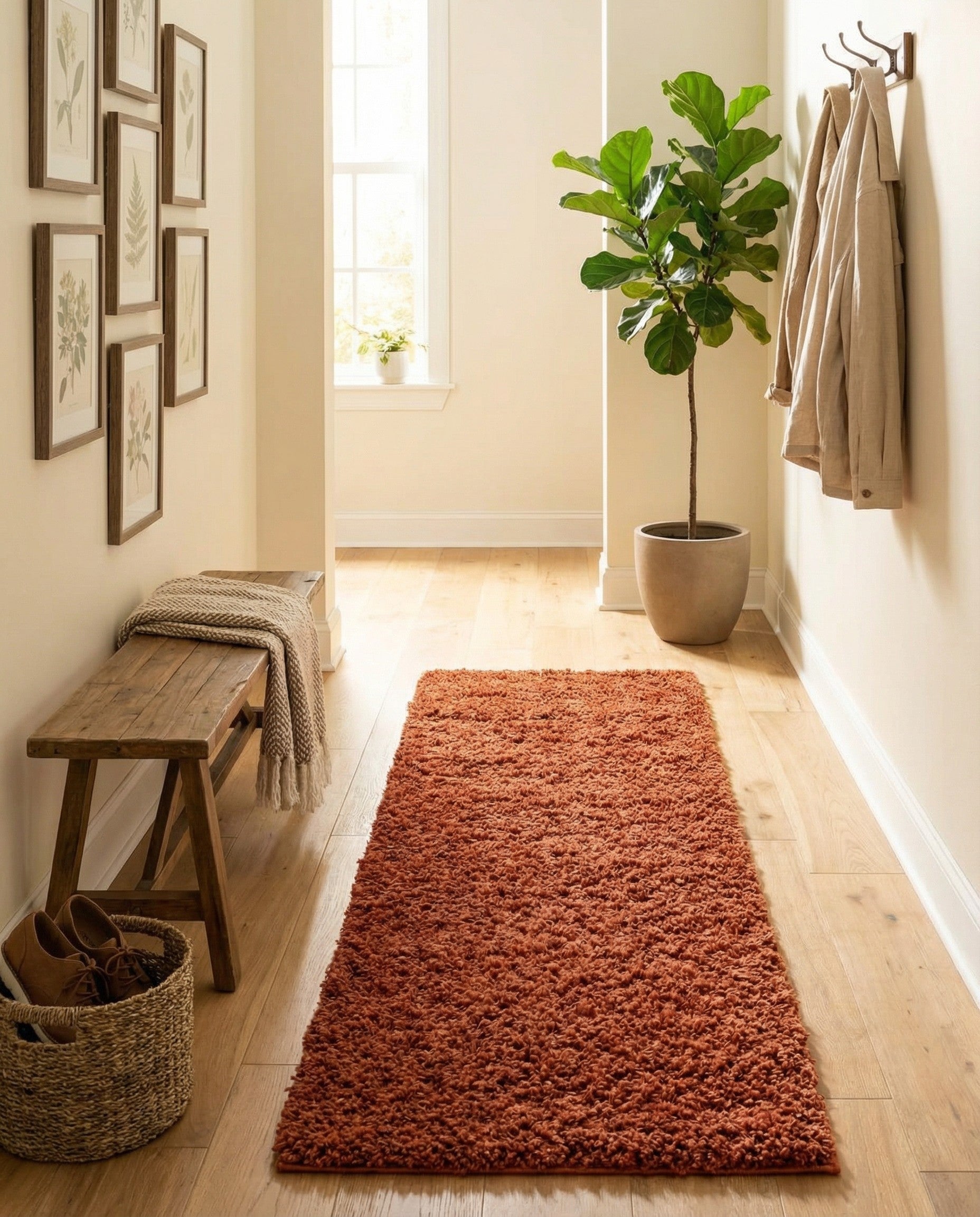 2' x 7' Solid Shag Runner Rug