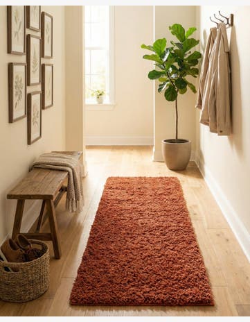 2' x 7' Solid Shag Runner Rug