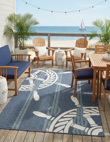 5' 3 x 8' Easy-Clean Coastal Indoor / Outdoor Rug