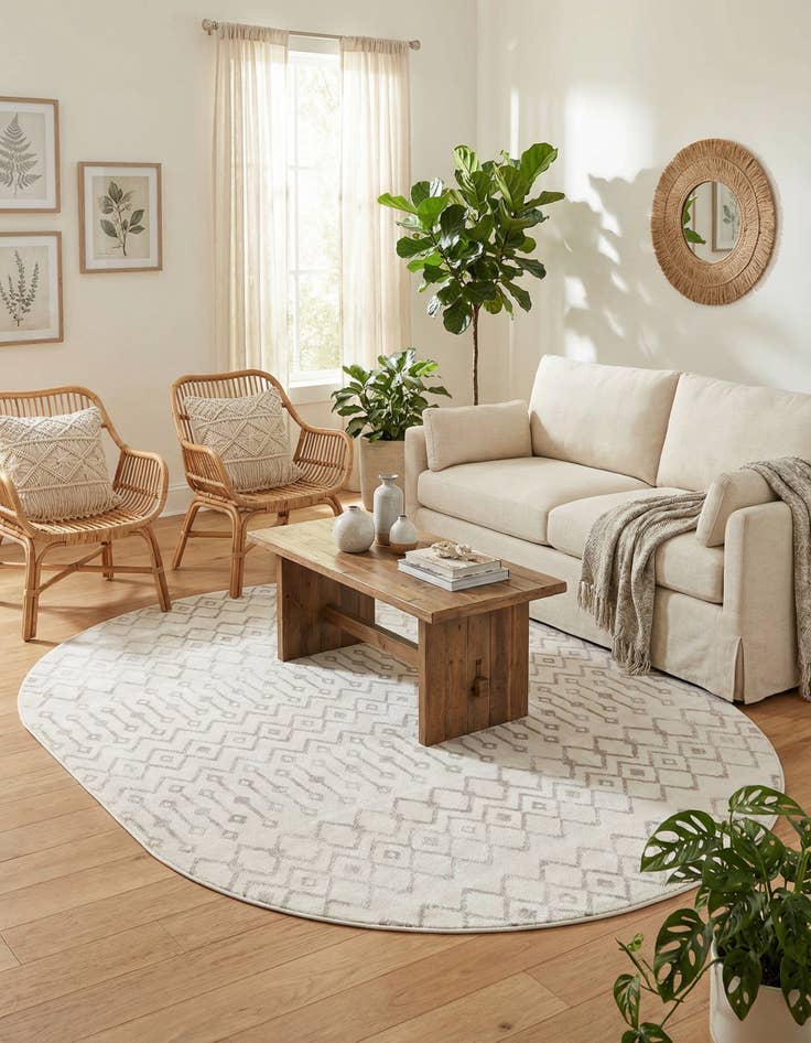 Detail image of  8' x 10' Bohemian Trellis Oval Rug