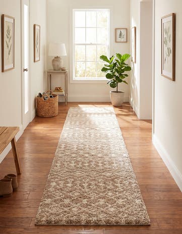 Light Brown Moroccan Trellis Shag Runner Rug