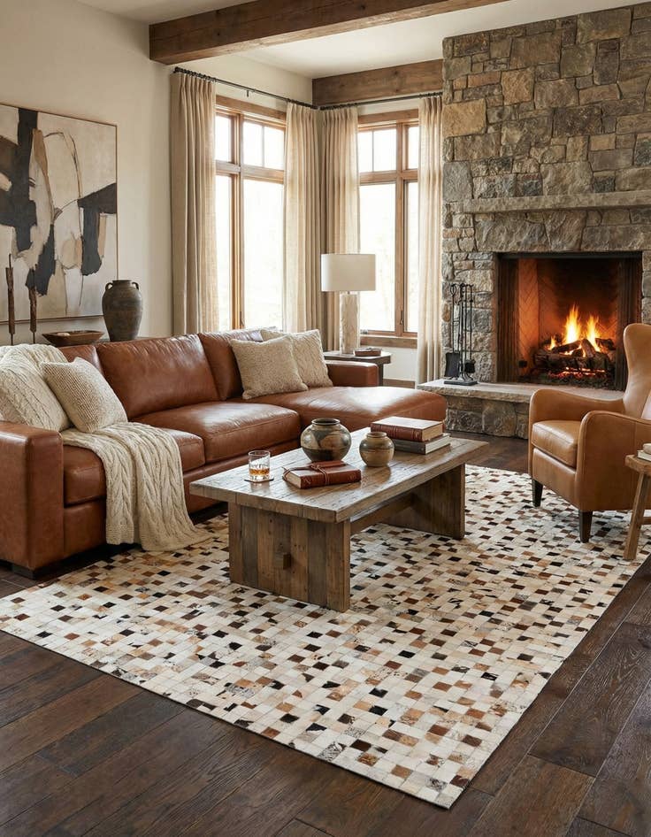 Detail image of 5' x 7' 11 Cowhide Stocks Rug