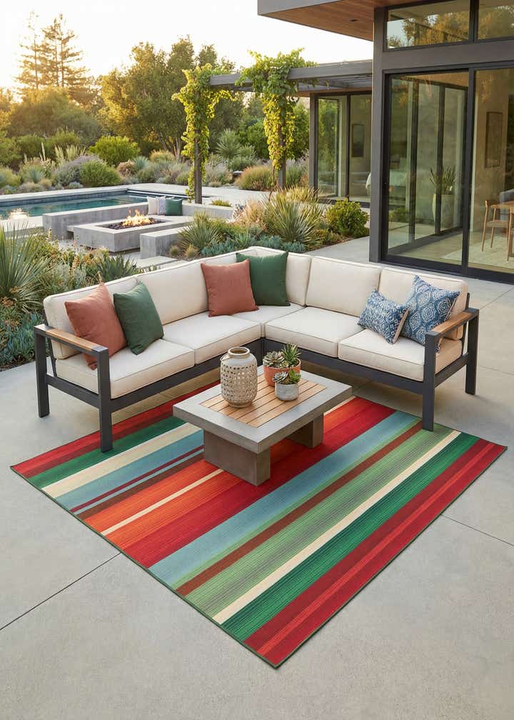 7' 10 x 7' 10 Easy-Clean Modern Indoor / Outdoor Square Rug