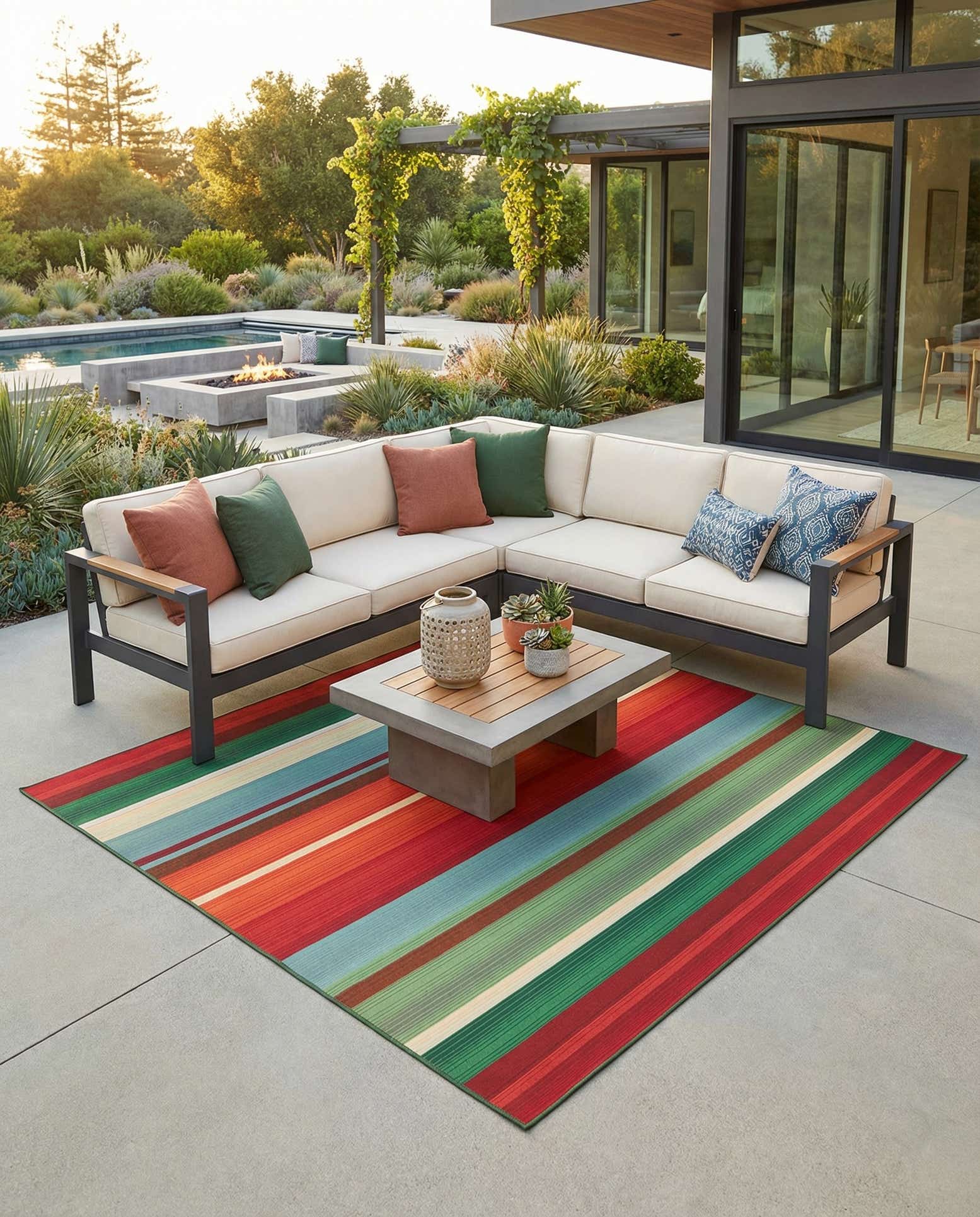 7' 10 x 7' 10 Easy-Clean Modern Indoor / Outdoor Square Rug