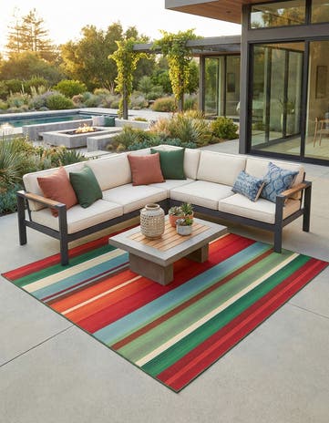 7' 10 x 7' 10 Easy-Clean Modern Indoor / Outdoor Square Rug