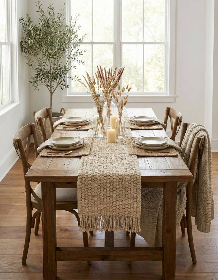 Detail image of 1' 2 x 6' 1  Hand Woven Chunky Jute Table Runner Rug