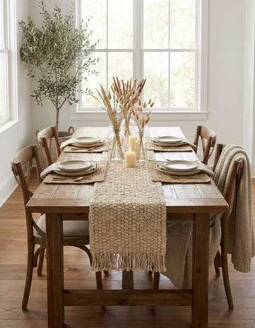 Ivory Hand Woven Chunky Jute Table Runner Rug