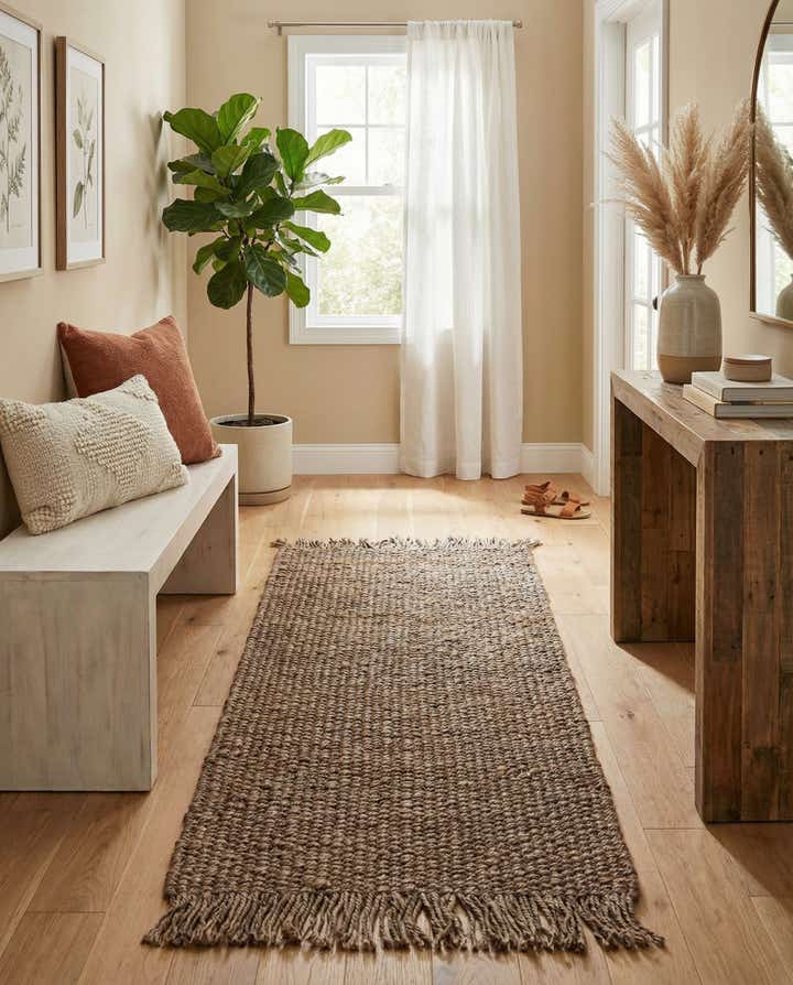 2' 7 x 6' 1 Hand Woven Chunky Jute Runner Rug