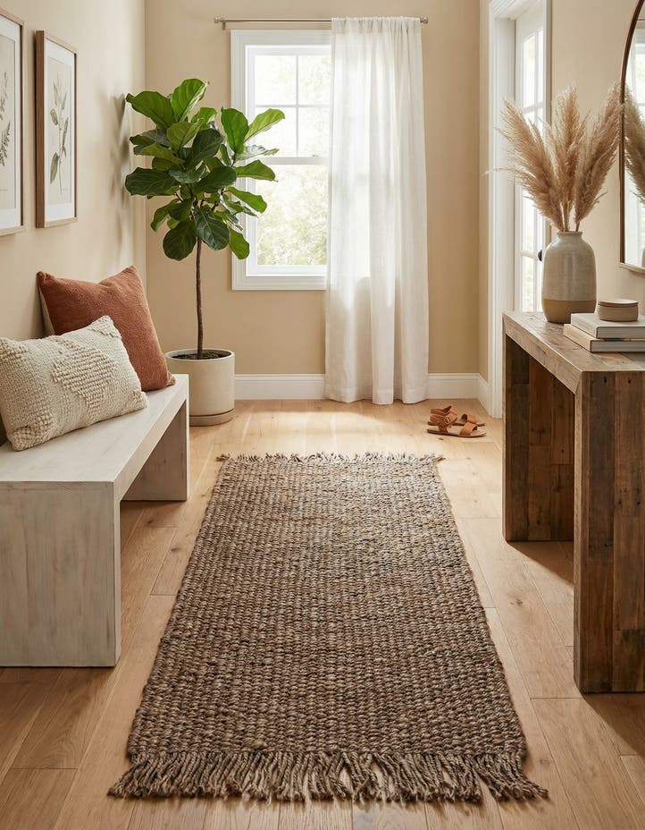 2' 7 x 6' 1 Hand Woven Chunky Jute Runner Rug